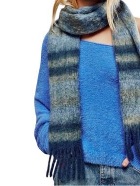Free People Sweet Valley Stripe Skinny Scarf Moss
